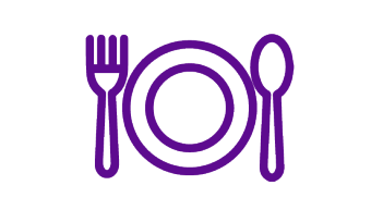 plates and utensils icon purple